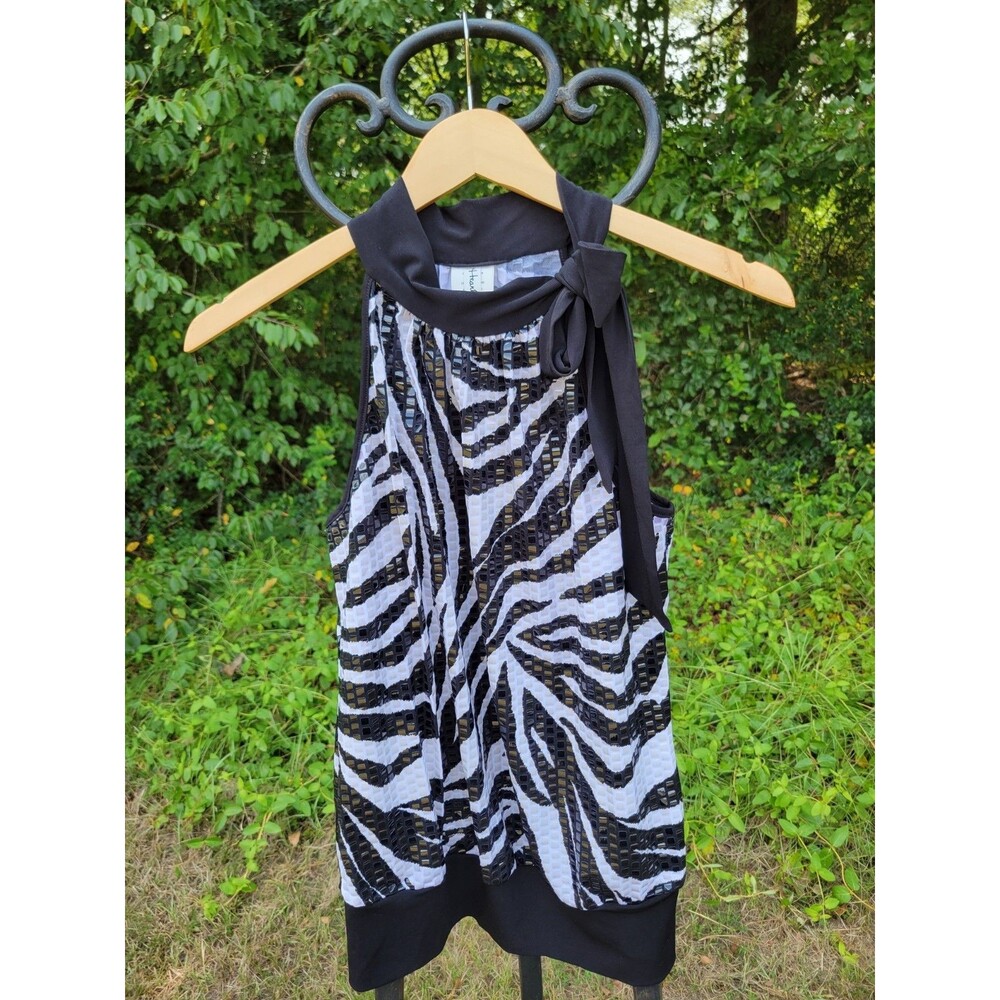 Heart Soul Zebra Print Sequin Halter Top - Women's - M